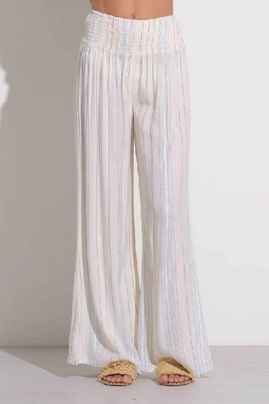 Blossom Gauze Stripe Pant in Ivory Blue